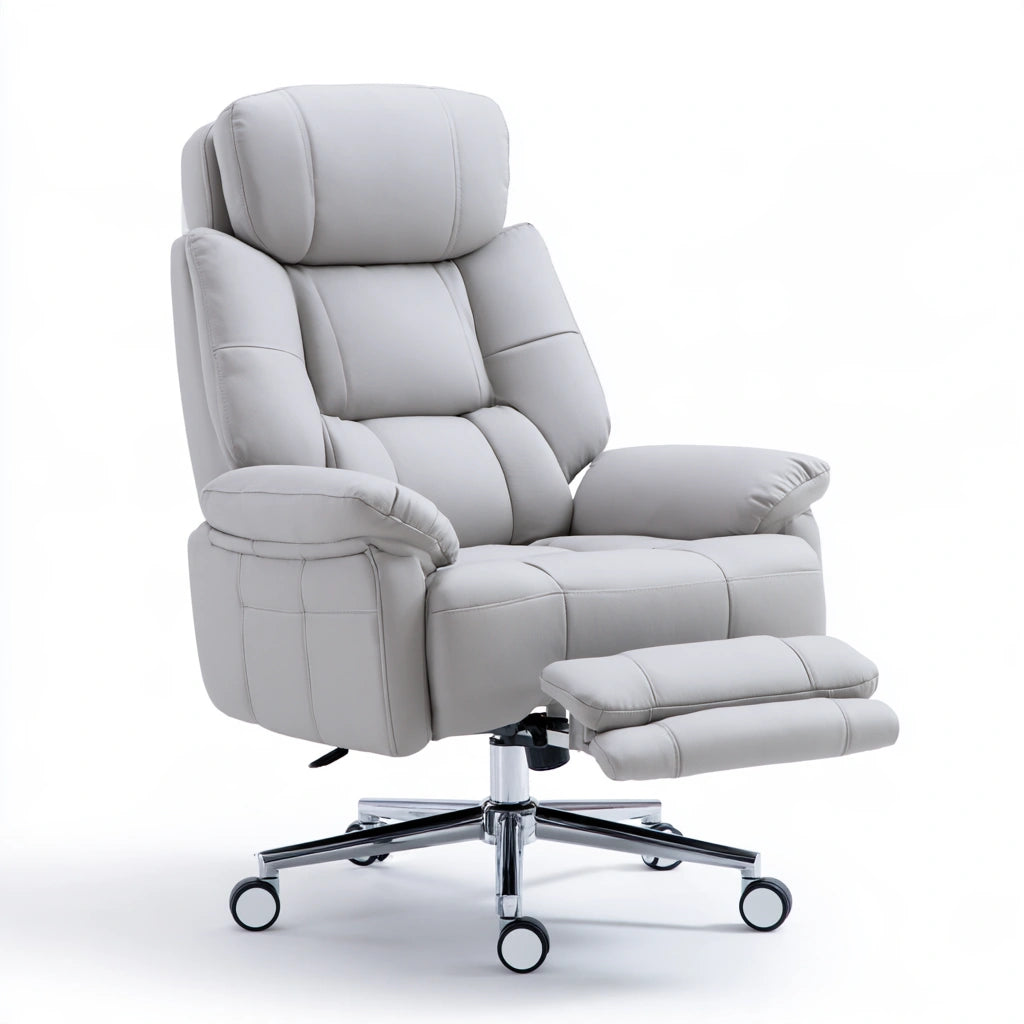 Fauteuil de bureau ergonomique aux lignes épurées, coloris gris clair