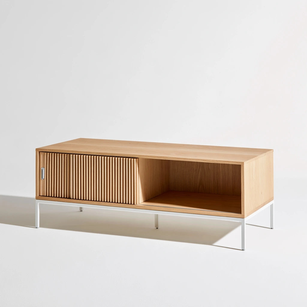 Table basse en bois finition chêne, coloris brun clair