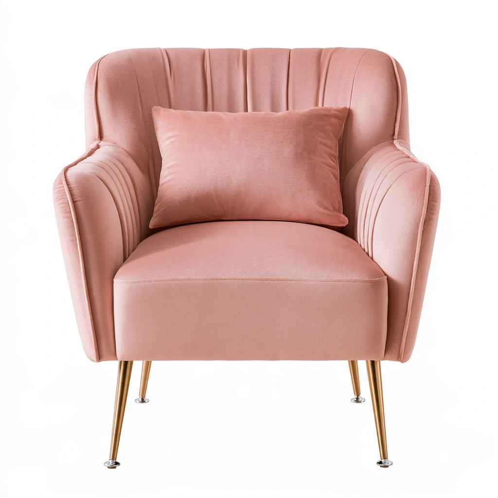 Fauteuil d'appoint en velours, coloris rose clair