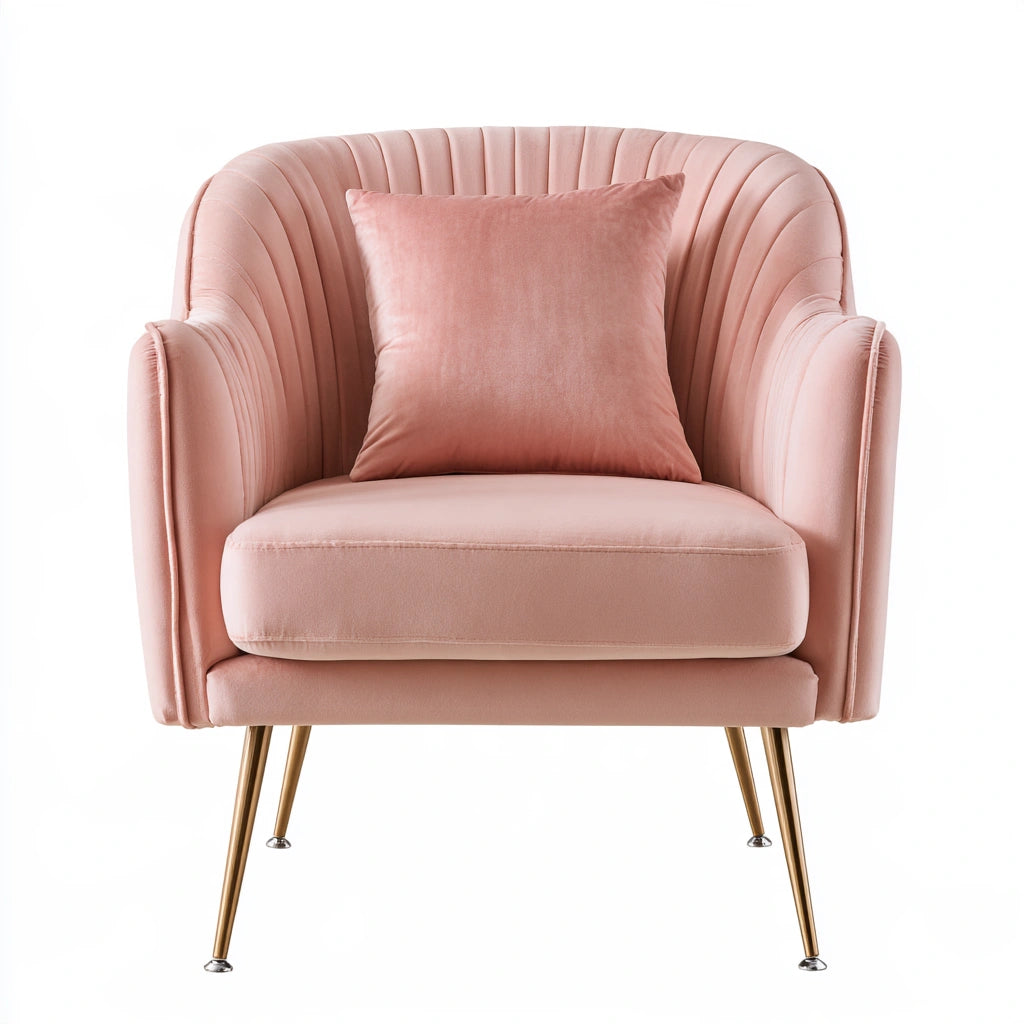 Fauteuil d'appoint en velours, coloris rose clair
