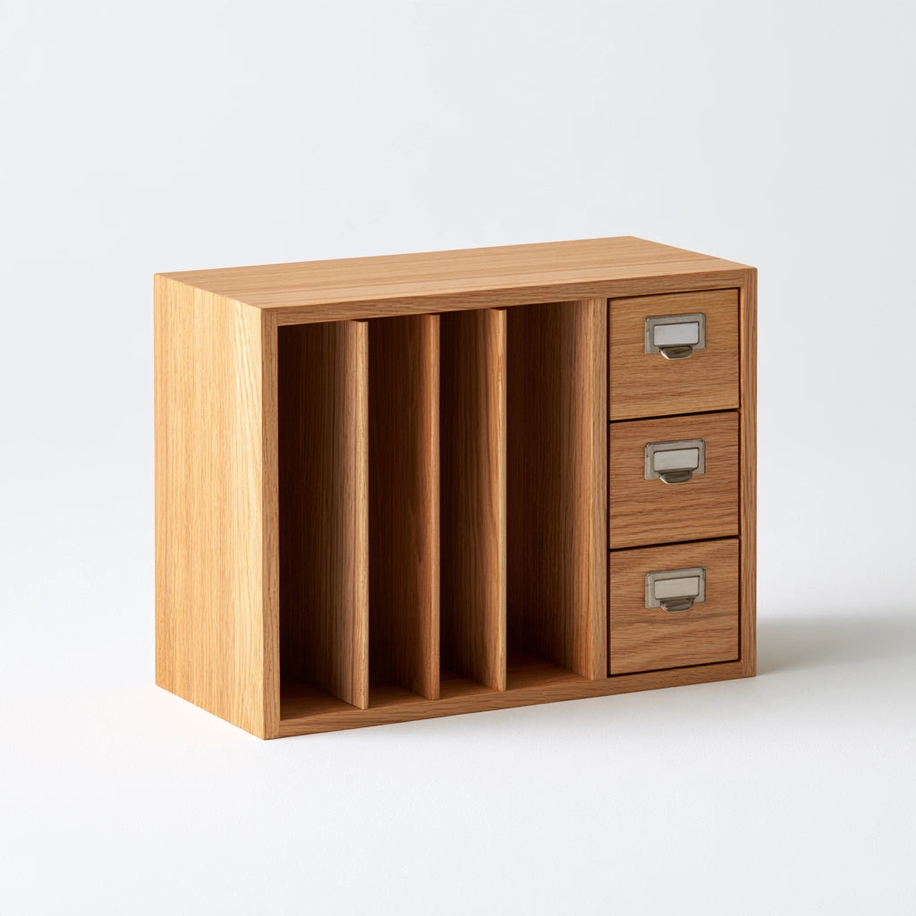 Organiseur de rangement en bois, coloris brun clair