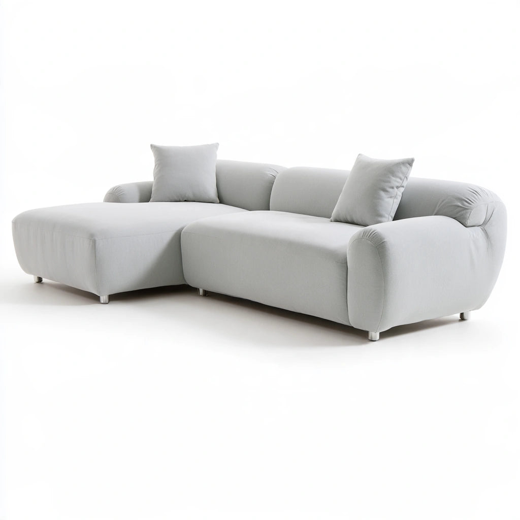 Canapé d'angle modulable aux lignes épurées, coloris gris clair
