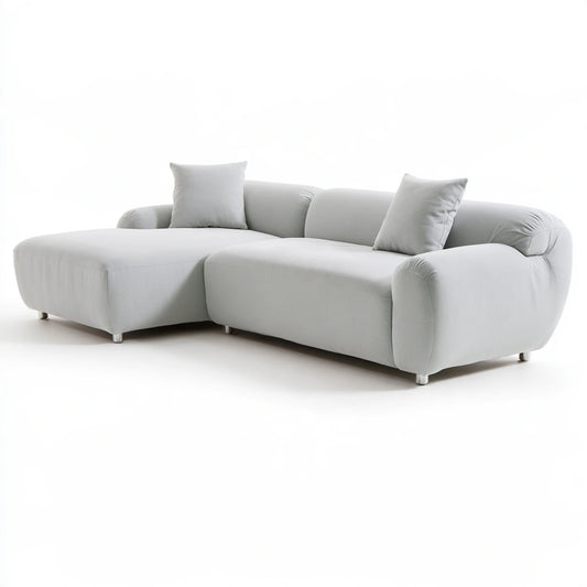 Canapé d'angle modulable aux lignes épurées, coloris gris clair