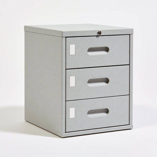Caisson de classement mobile en plastique à quatre tiroirs, coloris gris clair