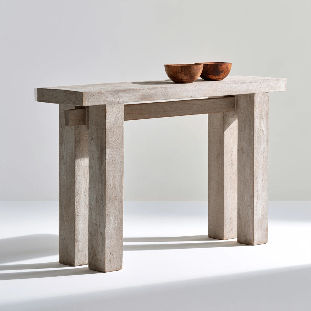 Console d'entrée en bois, coloris gris clair