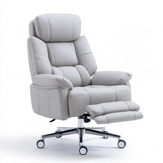 Fauteuil de bureau ergonomique aux lignes épurées, coloris gris clair
