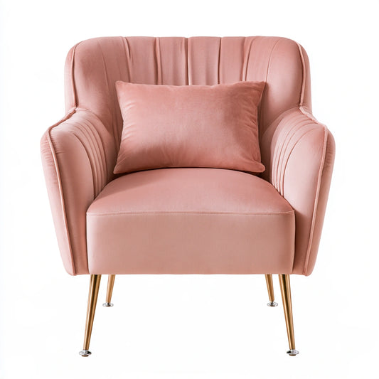 Fauteuil d'appoint en velours, coloris rose clair
