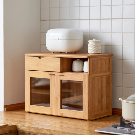 Meuble de rangement de comptoir en bambou, coloris brun naturel
